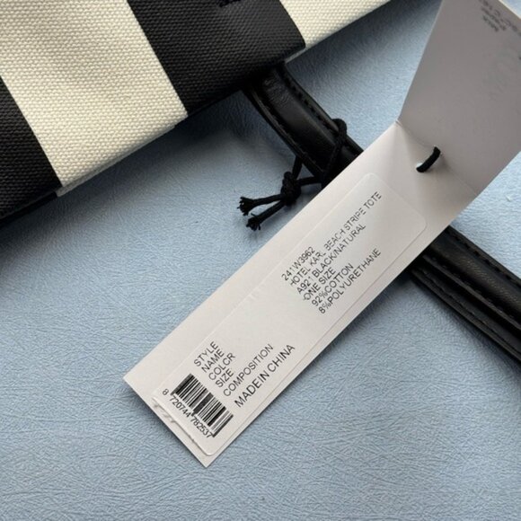 🆕 KARL LAGERFELD PARIS 🧿 NWT Hotel Beach Stripe Tote, Black & White - Picture 10 of 15